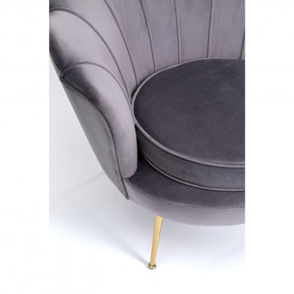 Armchair Water Lily grey velvet gold Kare Design