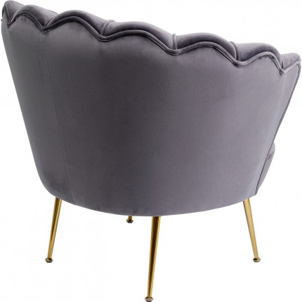 Armchair Water Lily grey velvet gold Kare Design