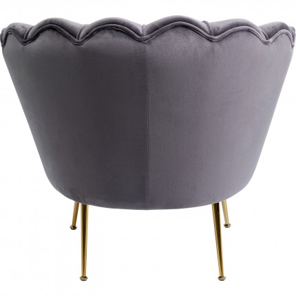 Armchair Water Lily grey velvet gold Kare Design