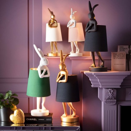 Lampe Animal lapin 50cm dorée et beige Kare Design