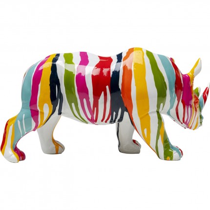 Déco rhino blanc coulées de peinture 34cm Kare Design