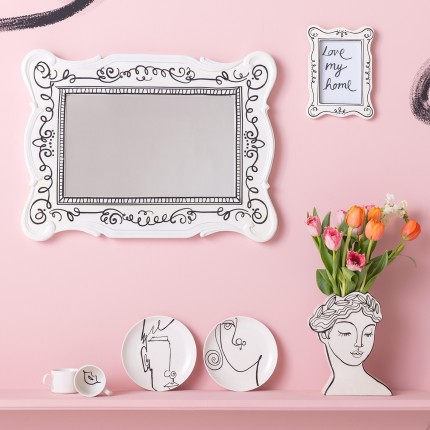 Wall Mirror Favola 67x50cm white and black Kare Design