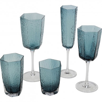 Champagne Glass Cascata blue (6/Set) Kare Design