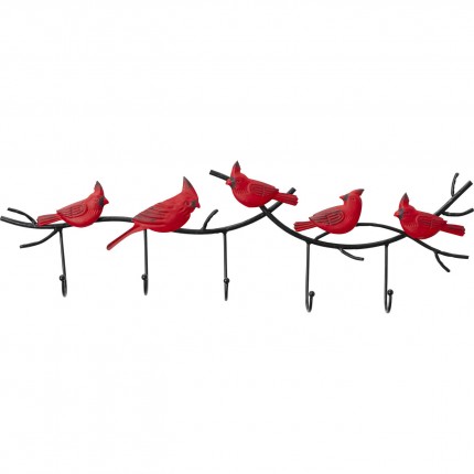 Wall Coat Rack red birds 72cm Kare Design