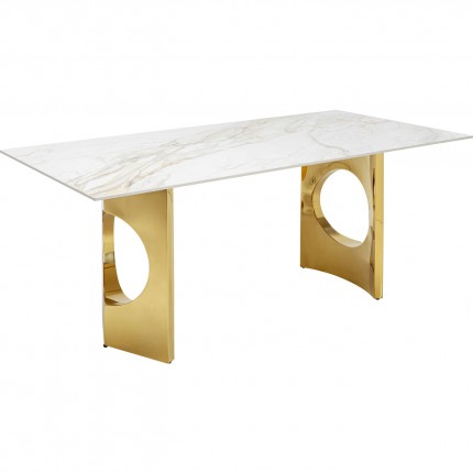 Table Eternity Oho 180x90cm blanche et dorée Kare Design