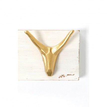 Wall Coat Rack deer white and gold 75cm Kare Design