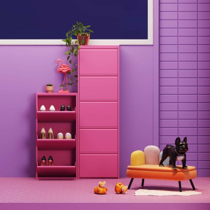 Shoe Container Caruso pink 5 drawers Kare Design