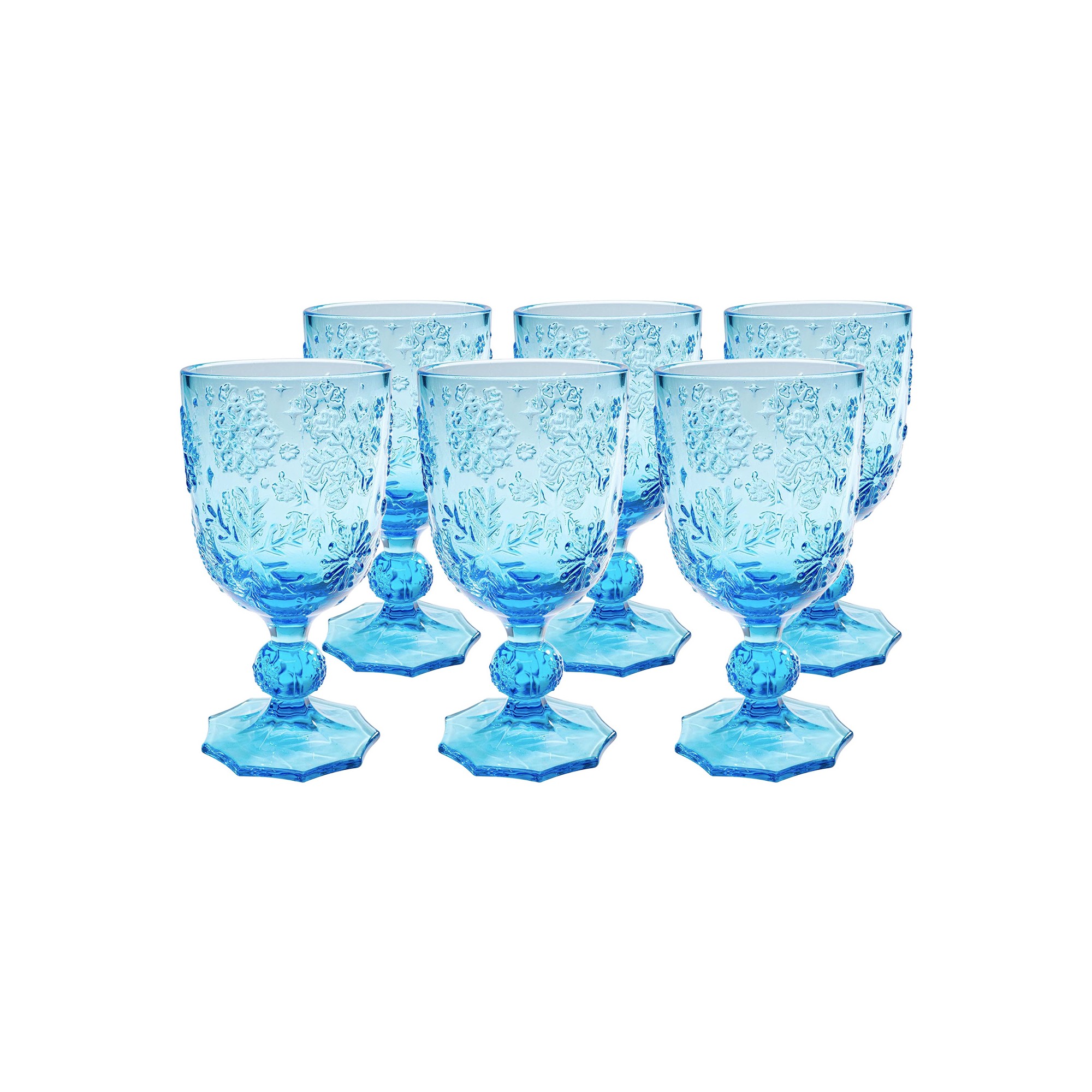 Wine Glass Ice Flowers Blue (6/Set) Kare Design