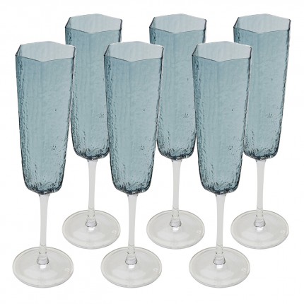 Champagne Glass Cascata blue (6/Set) Kare Design