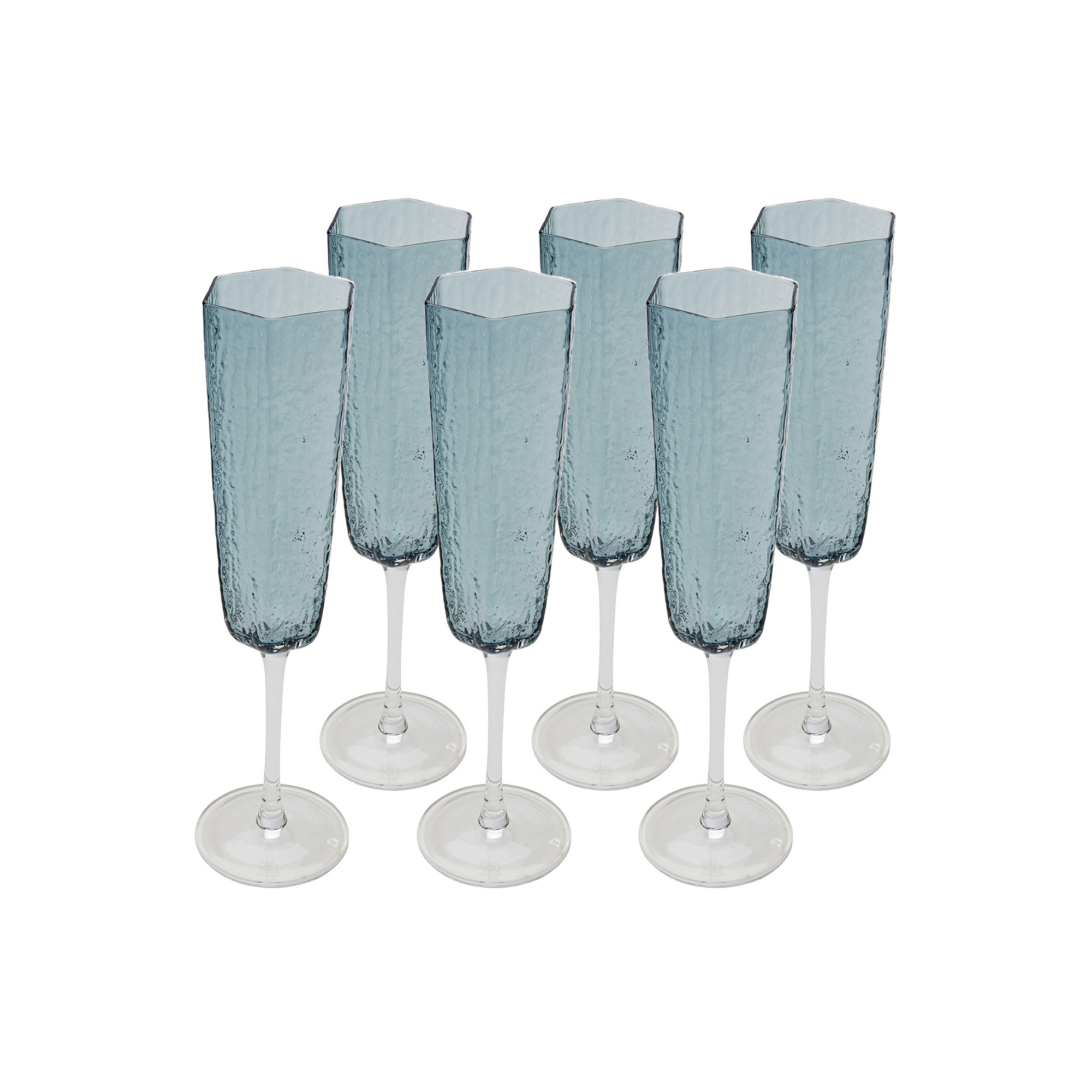 Champagne Glass Cascata blue (6/Set) Kare Design