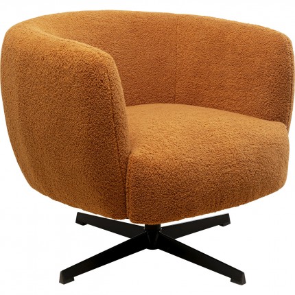 Swivel Armchair Fuzzy brown Kare Design