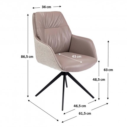 Chaise avec accoudoirs pivotante Amira grise Kare Design