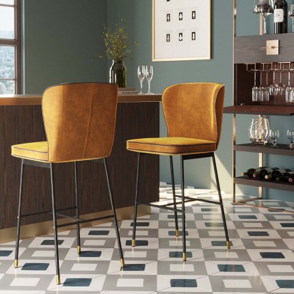 Bar Stool Irina ochre velvet Kare Design