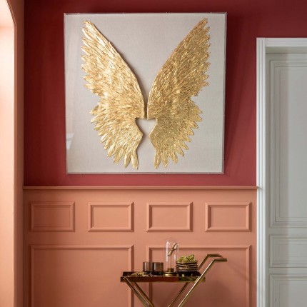 Wall Decoration Wings 120x120cm gold and white Kare Design