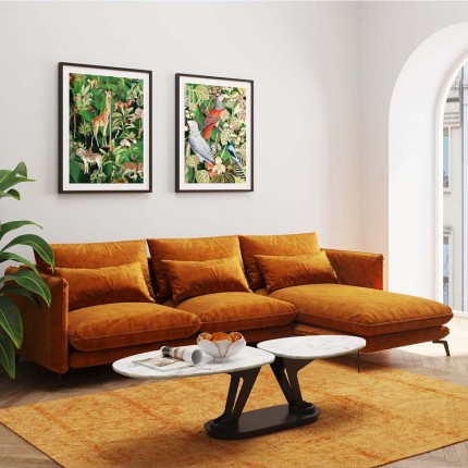 Corner Sofa Monza right velvet ocher Kare Design