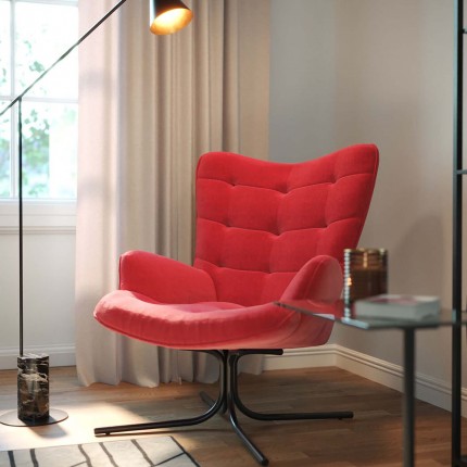 Swivel Armchair Oscar Velvet Red Kare Design