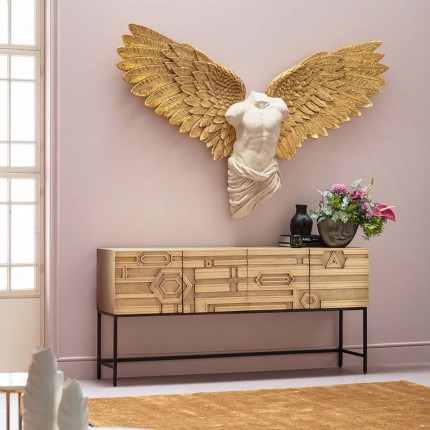 Wall Decoration Man Bust Gold Wings 208x136cm Kare Design