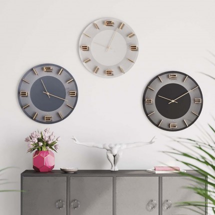 Wall Clock Leonardo Black/Gold Kare Design