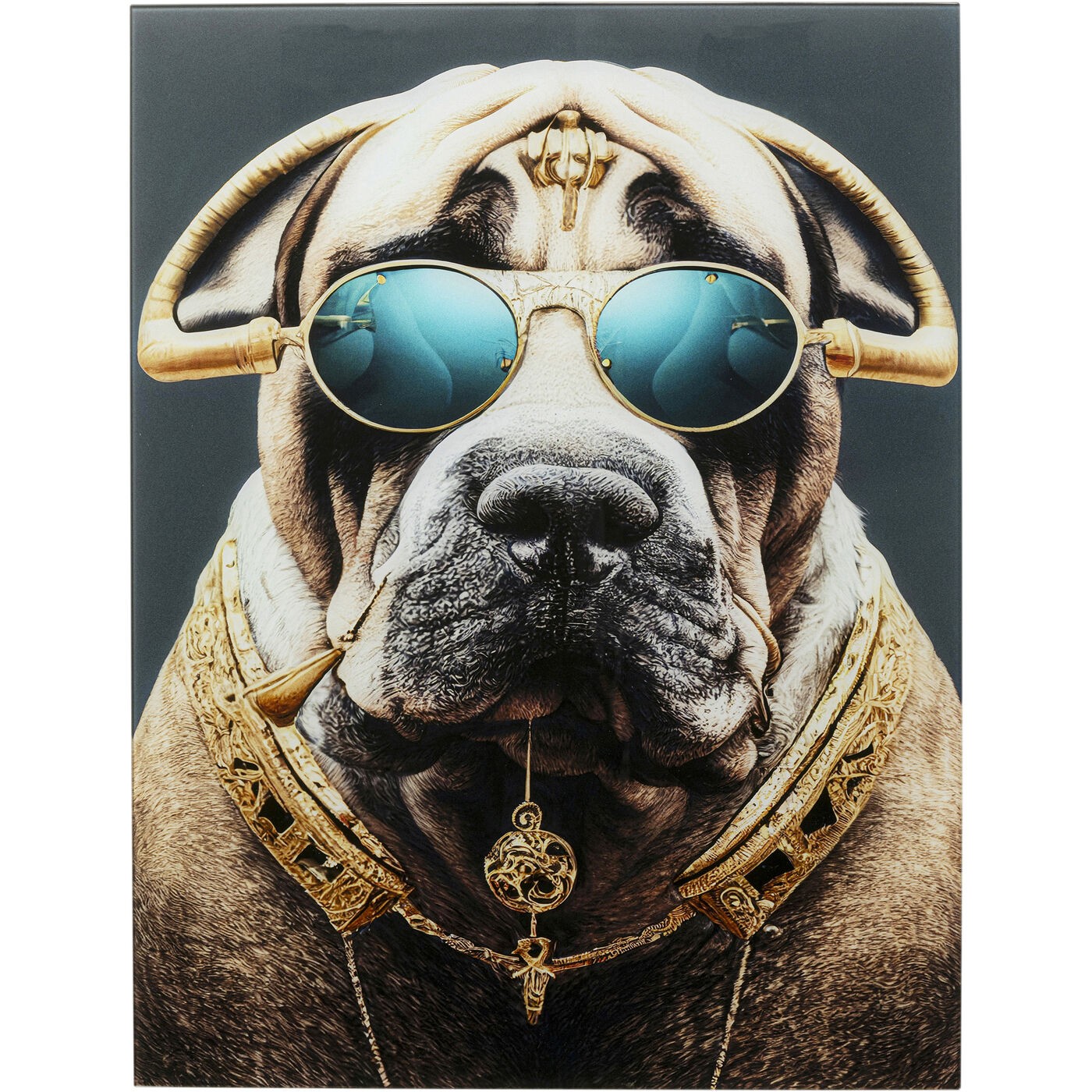 Kare Design Tableau en verre chien lunettes 60x80cm