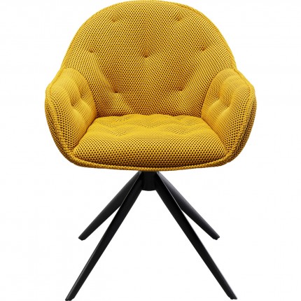 Swivel chair with armrests Carlito Mesh yellow Kare Design