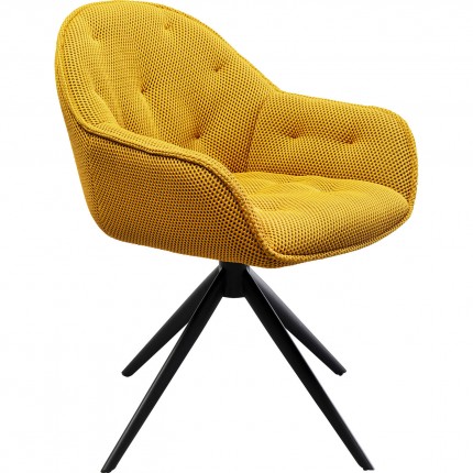 Swivel chair with armrests Carlito Mesh yellow Kare Design