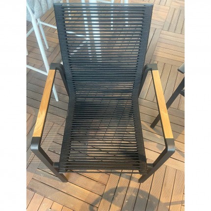 Aruba garden chair with armrests black teak Gescova