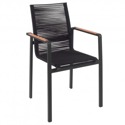 Aruba garden chair with armrests black teak Gescova