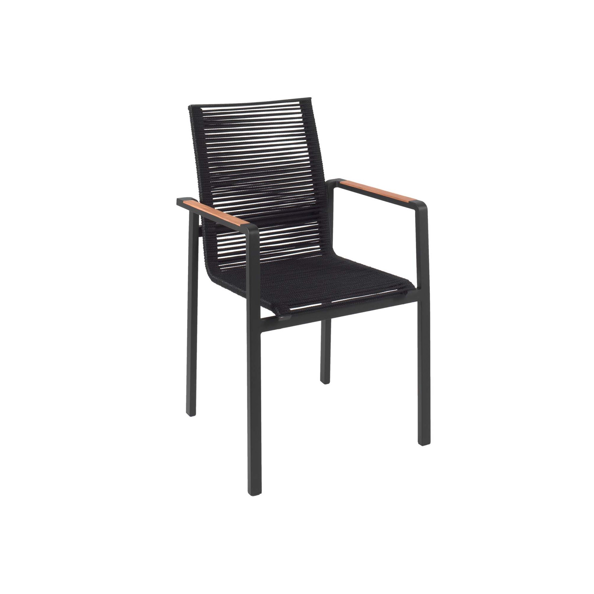 Aruba garden chair with armrests black teak Gescova