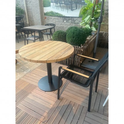 Aruba garden chair with armrests black teak Gescova