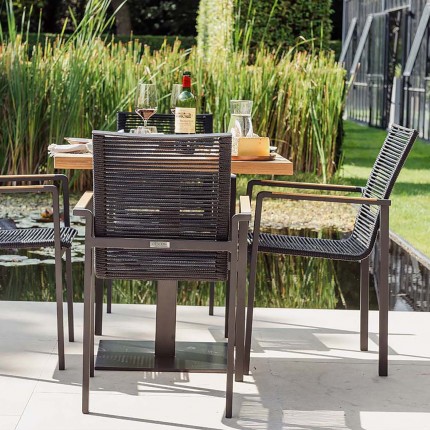 Aruba garden chair with armrests black teak Gescova