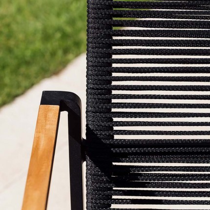 Aruba garden chair with armrests black teak Gescova