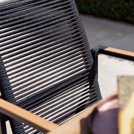 Aruba garden chair with armrests black teak Gescova