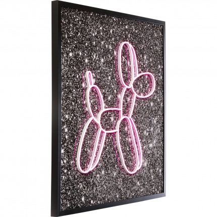 Tableau chien ballons LED 3D 80x80cm Kare Design