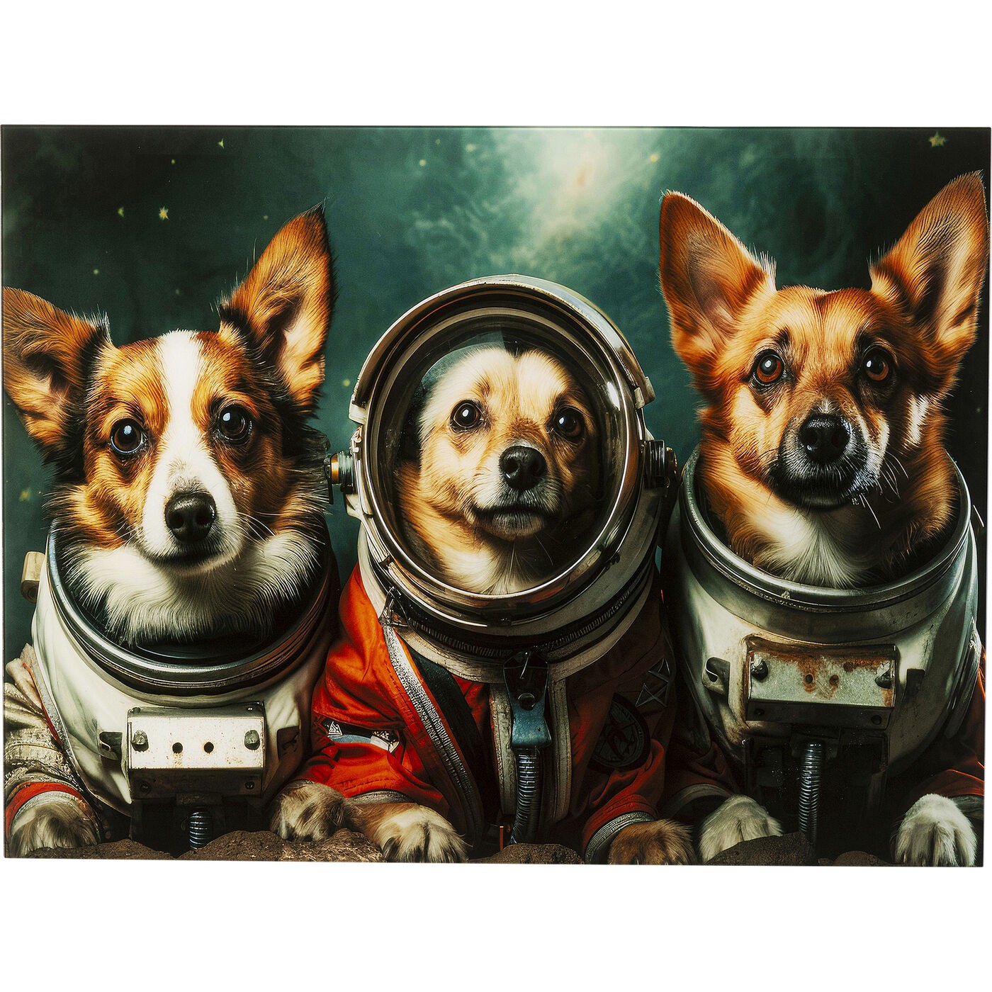 Kare Design Tableau en verre chiens astronautes 80x60cm