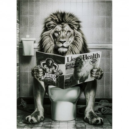 Glass Picture lion newspaper 60x80cm Kare Design