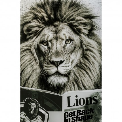 Glass Picture lion newspaper 60x80cm Kare Design