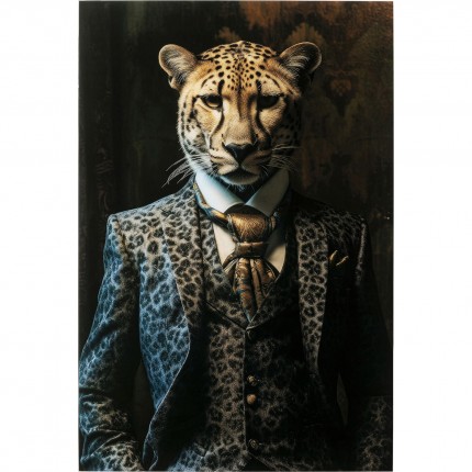 Glass Picture leopard suit 100x150cm Kare Design