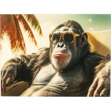 Glass Picture holiday monkey 80x60cm Kare Design