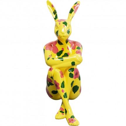 Déco Gangster lapin jaune XL fleurs roses Kare Design