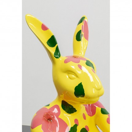 Déco Gangster lapin jaune XL fleurs roses Kare Design