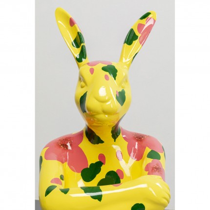 Déco Gangster lapin jaune XL fleurs roses Kare Design