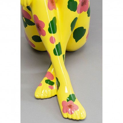 Déco Gangster lapin jaune XL fleurs roses Kare Design