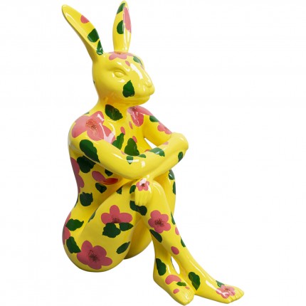 Déco Gangster lapin jaune XL fleurs roses Kare Design