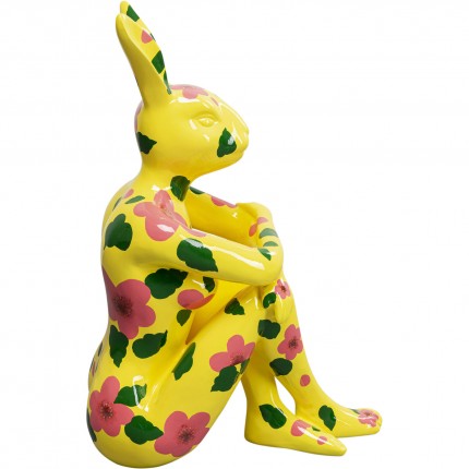 Déco Gangster lapin jaune XL fleurs roses Kare Design