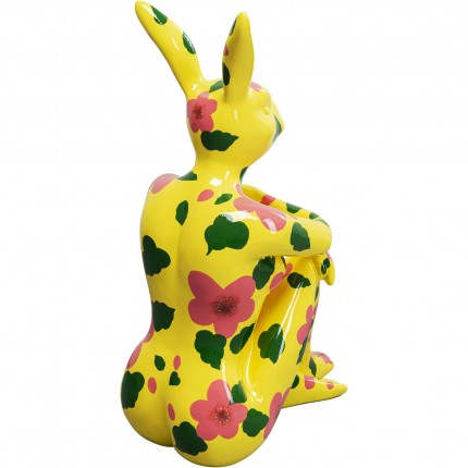 Déco Gangster lapin jaune XL fleurs roses Kare Design