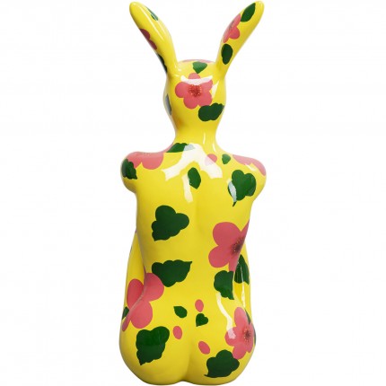 Déco Gangster lapin jaune XL fleurs roses Kare Design