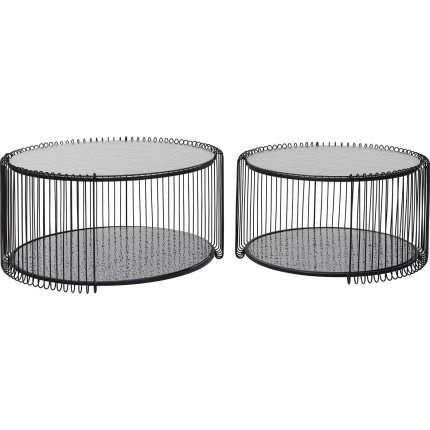 Tables basses Wire Double Bubble noires set de 2 Kare Design