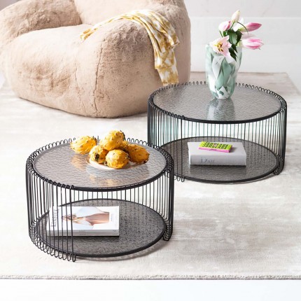 Tables basses Wire Double Bubble noires set de 2 Kare Design