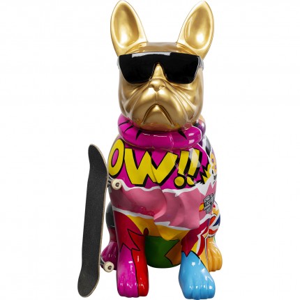 Déco bouledogue doré graffiti lunettes XL 152cm Kare Design