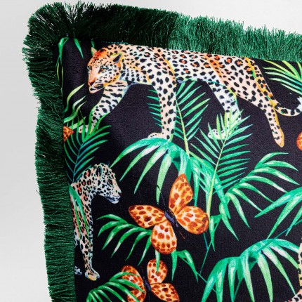 Coussin à franges Jungle léopards Kare Design
